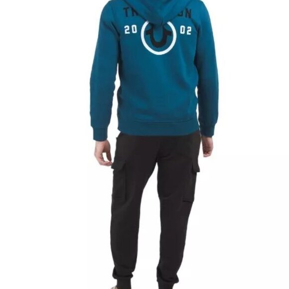 True Religion Men's Fleece Sweatsuit 2 Piece Tracksuit Matching Hoodie Joggers - Picture 2 of 9